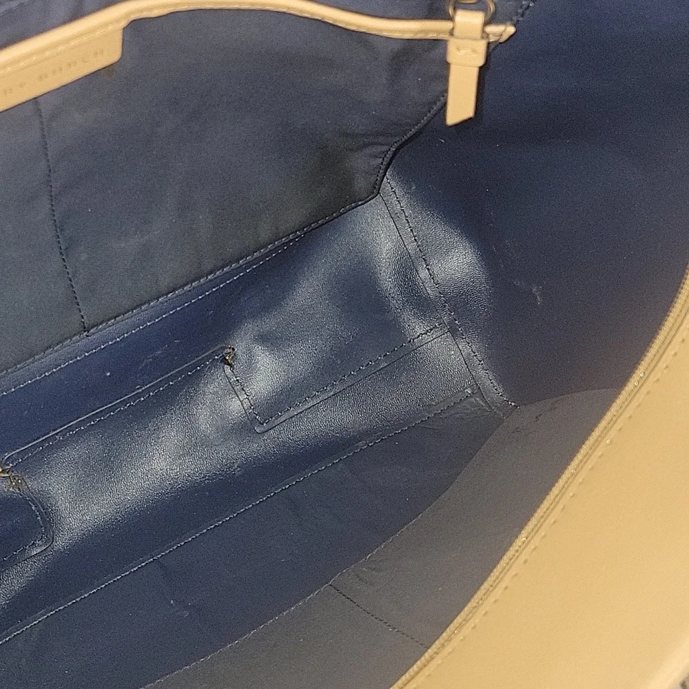 Tory Burch Tan Leather Tote Bag with Shoulder Straps